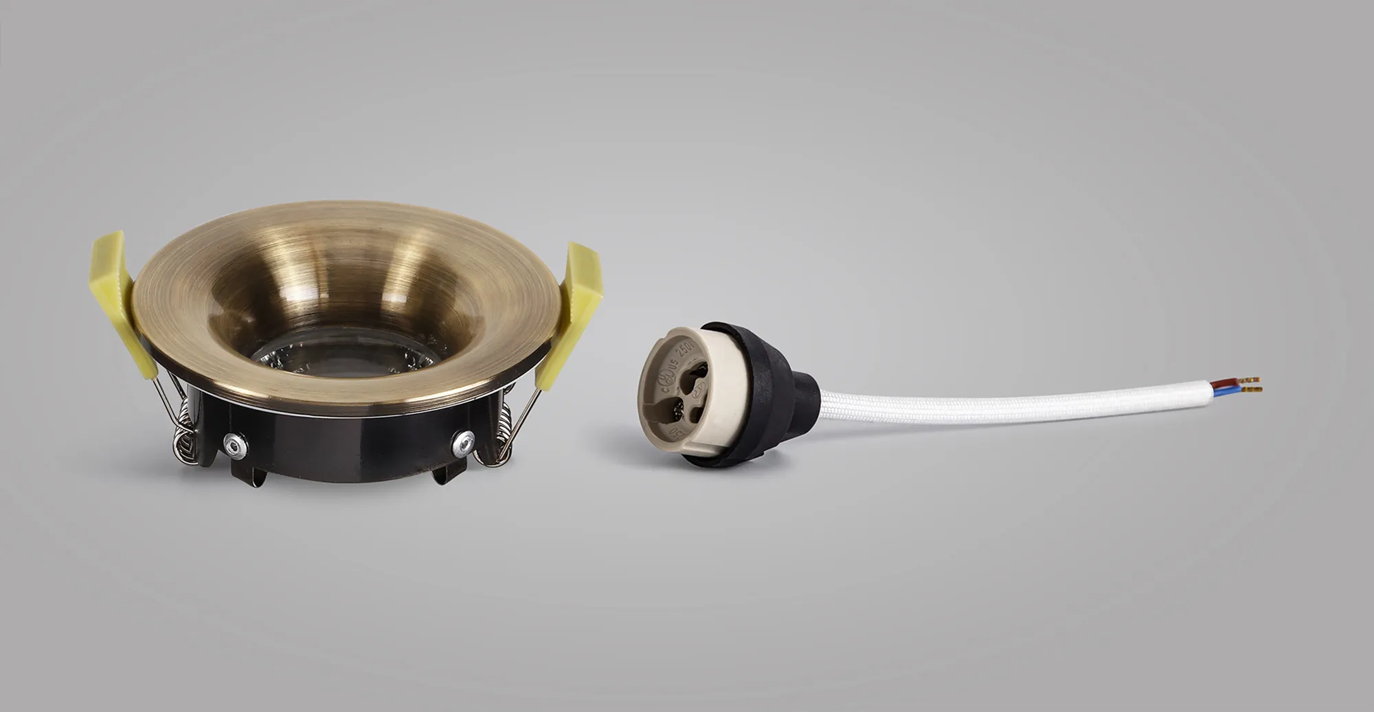 Bruve GU10 Recessed Round Antique Brass IP65 Downlighter, Cut-Out 68mm DX200404  Dlux Bruve IP65